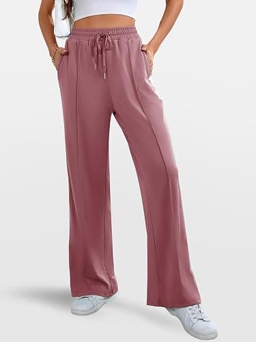 Bellcoco Wide Leg Sweatpants Women High Waisted Baggy Sweat Pants Active Striped Track Pants with Pockets thumbnail 5