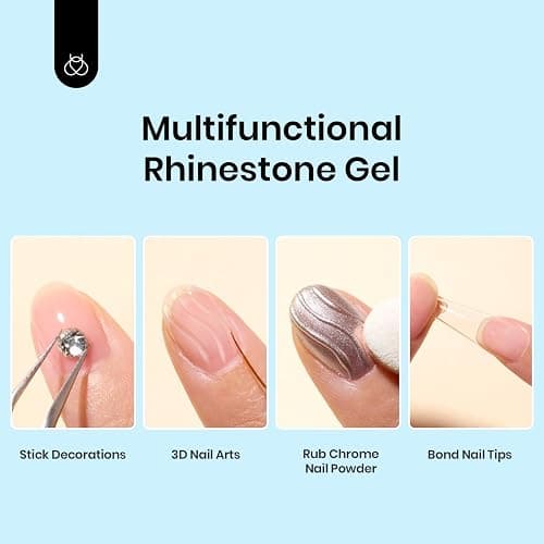 Beetles Rhinestone Glue for Nails, Gel Nail Glue for Nail Charms Decoration Super Strong Bling Gem for Nail Art Jewels Crystals Beads Diamonds 3D Beauty Gift - 2-35ML Nail Rhinestone Glue thumbnail 4