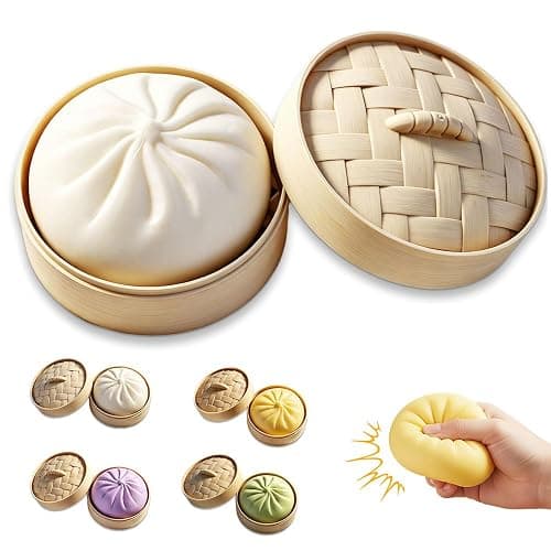 Dumpling Squishies, 2026 New Handmade Pressure Relief Balls, Dumplings Stress Fidget Sensory Balls with Food Steamer, Stress Relief Fidget Relaxation Gift (White) - Image 1
