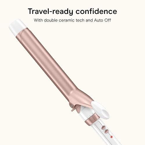 Conair Extra Long Curling Iron, Double Ceramic, 1 1/4", White/Rose Gold | Extra-long 7.5" hair curler and hair waver for every hair type with 30 heat settings, built-in heat protection, and auto-off thumbnail 6