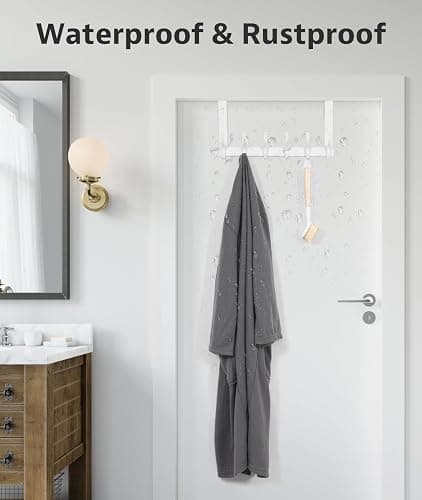 Optish Over The Door Hooks, Door Hanger Hooks for Hanging, Over The Doors Towel Racks for Bathroom, Coat Rack Dorm Essentials (1Pack, White, Fit 1-3/4" Doors) thumbnail 7