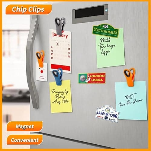 Hedameili Chip Clips (10pcs Colored: Black, Orange, Blue, Green, Gray) Magnetic Bag Clips with Silicone Textured Mouth and Embedded Magnets thumbnail 3