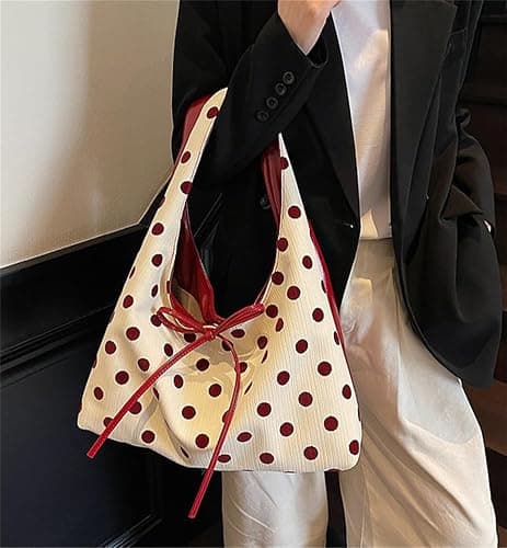 Polka Dot Tote Bag for Women Bow Tie Hobo Bags for Women Slouchy Tote Purse Large Shoulder Handbag Satchel for Travel Work thumbnail 9