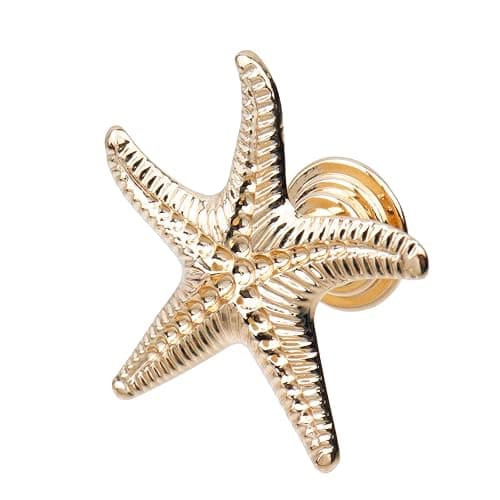 Chinflly 6 PCS Starfish Drawer Knobs,Gold Cabinet Pulls Dresser Knobs Furniture Hardware Handles Ocean Style Wardrobe Cupboard Door Pulls thumbnail 4