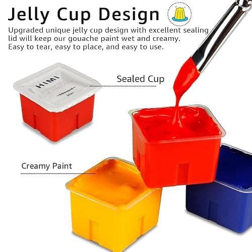 HIMI Gouache Paint Set, 24 Colors x 30ml/1oz with Brushes & Palette, Jelly Cup Design, Non-Toxic, Perfect for Beginners, Students, Artists(Green) thumbnail 5