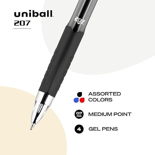 uni-ball 207 Retractable Gel Pens, Medium Point (0.7mm), Assorted Colors, 4 Count thumbnail 2