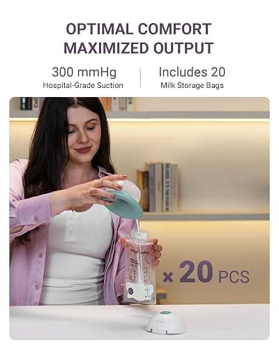 comfyer Heated Breast Pump Hands Free, Industry-Leading Heating Tech, Innovative Magnetic Charging Base, App Discreet Control, 20pcs Breastmilk Storage Bags Included, Hospital-Grade Suction, 2 Pack thumbnail 4