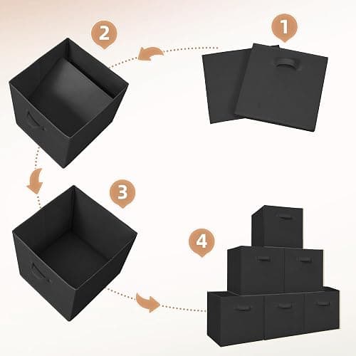 STORAGE MANIAC Storage Cubes, 13 Inch Collapsible Storage Bins with Handles, 8 Pack Fabric Foldable Bins for Organization, Durable Storage Bins for Closet, Shelves, Offices, Toys, 8-Pack Black thumbnail 6