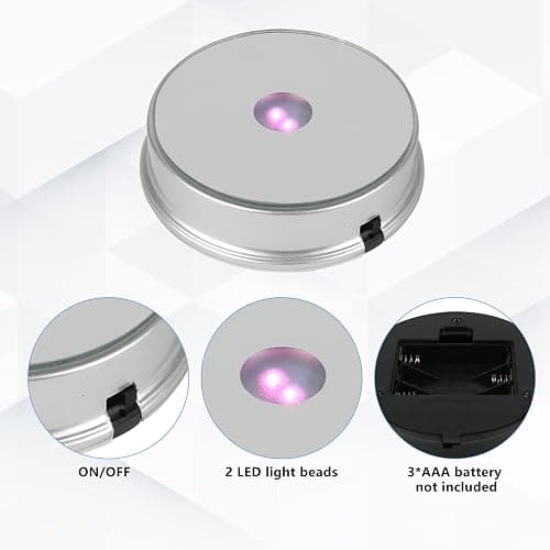 SYWAN 4Pcs Color Changing Led Light Base, LED Display Base Color Changing Light Stand, Crystal Glass Art Statue Merchandise Display Stand Powered by 3 AAA Batteries (Not Included) (Silver) thumbnail 4