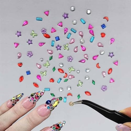 LBPEPAMZ 2000PCS Colorful Rhinestones Nail Art Charms Multi Shape Crystal Flat Back Nail Gems 3D Mini Heart Star Flower Nail Diamonds Kawaii Nail Crafts Acrylic Nail Rhinestone Diamonds for Women Nail thumbnail 5