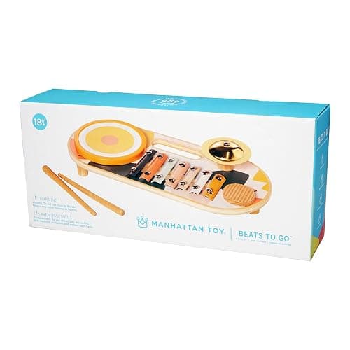 Manhattan Toy Beats to Go Wooden Toddler and Preschool Musical Learning Toy Xylophone, Drum, Cymbal and Washboard thumbnail 6