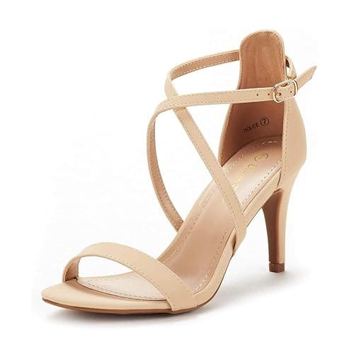 DREAM PAIRS Women's Dolce Heeled Sandal - 6 UK - Nude Nubuck - Image 1