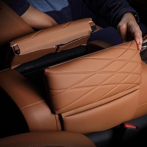 KMMOTORS Leather Console Armrest Cushion Cover Compatible with Hyundai Palisade 2026 (LX3) – Custom Fit, Soft Padded Protection, Easy Install (Single, Light Gray) thumbnail 5