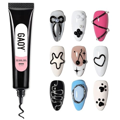 GAOY Black 3D Nail Gel, 15g Sculpting Gel for 3D Nail Art Designs Carving, Molding, Painting, No Wipe Gel for Gems & Charms Decoration, Salon DIY Use - Image 1