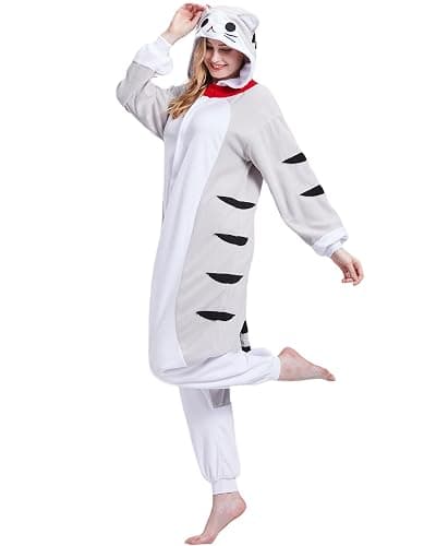 QUERITU Adult Onesie Pajamas - Unisex Halloween Animal Cosplay Costume Sleepwear - Comfy One-Piece Suit for Men & Women thumbnail 2