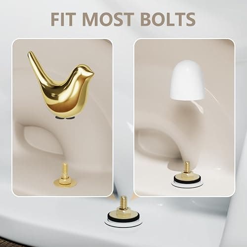 MENNTY 2Packs Ceramic Gold Birds Toilet Bolt Caps & 4Packs Universal Toilet Bolt Covers, Bathroom Decorative Toilet Floor Screw Cover Caps Easy Installation thumbnail 3
