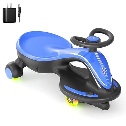 XJD 12V Electric Wiggle Car Ride On Toy, 2 in 1 Wiggle Car Rechargeable Battery with Anti-Rollover Colorful Light-Emitting Wheel for Toddler Ride On Toys 3 Years and Up (Blue, 12V) thumbnail 9