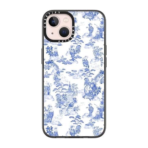 CASETIFY Compact iPhone 13 Case [4 ft. 2X Military Grade Drop Protection/Slim/Lightweight] - Moon Caravan Toile - Clear Black - Image 1