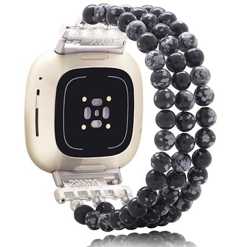 C&L Accessories Bracelets Compatible with Fitbit Versa 3 Bands/Versa 4 Bands/Fitbit Sense 2/Sense Bands for Women Men Beaded Gemstone - Image 1