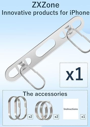 ZXZone iPhone Hang 2 Way Metal Phone Tether Tab, Upgraded Double Buckle Hole Ring Cell Phone Lanyard Patch, Phone Strap Replacement Part for iPhone Cases (Golden-TQ) thumbnail 8