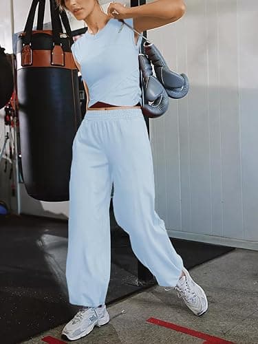 Outfeel Women 2 Piece Outfit Set Loungewear Cropped Tops and Jogger Sweatpant Matching Set Coordinated Sweatsuit with Pockets thumbnail 3