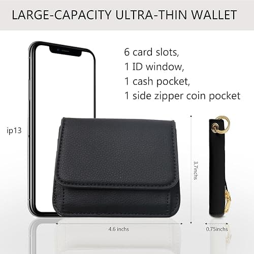 Sunpour Keychain Wallet RFID Wristlet Wallets for Women,Small Wallets Woman Key Chain Wallet with Coin Pocket and Id Window thumbnail 2