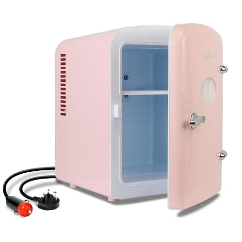 Koolatron Retro Mini Portable Fridge 4L Compact Refrigerator for Skincare Beauty Makeup Serum Face Mask Personal Cooler with 12V and AC Cords Desktop Accessory for Home Office Dorm Travel Pink thumbnail 8
