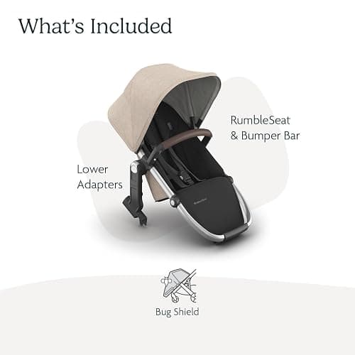 UPPAbaby RumbleSeat V3 Second Lower Seat - Compatible with Vista V2 and Vista V3 - All-Weather Seat + Magnetic Buckle – Adapters Included - Declan (Oat Mélange/Silver Frame/Chestnut Leather) - Declan thumbnail 2