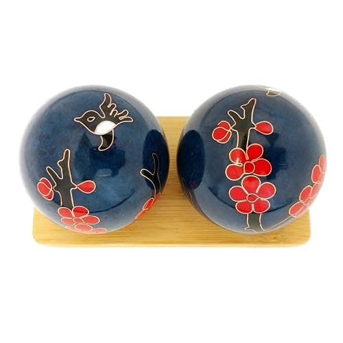 Top Chi Hummingbird Baoding Balls with Bamboo Stand (Medium 1.6 Inch) - Image 1