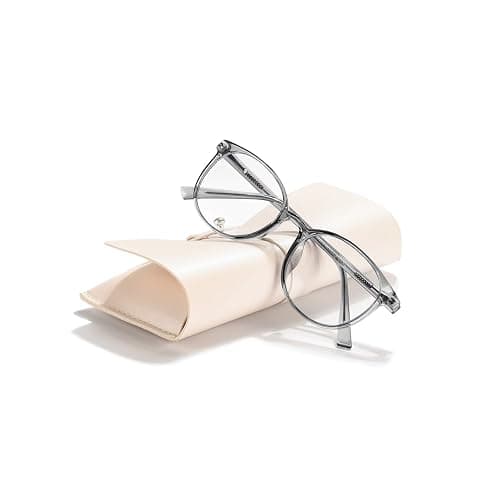FONHCOO Blue Light Blocking Glasses Women Men Computer Eyeglasses,TR90 Fashion Round Transparent Anti Blue Light Glasses with Anti Eyestrain & UV Glare for Gaming & Reading (Smoke Grey) - Image 1