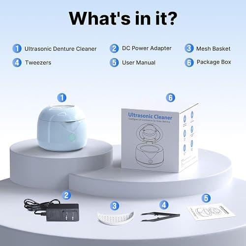 CXRUY Ultrasonic Retainer Cleaner - UV Dental Cleaning Pod Night Guard Cleaner for Dentures, Aligner, Braces, Toothbrush Heads, Jewelry (Blue) thumbnail 8