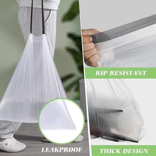 1.3 Gallon 100 Counts (fit 1.3-1.5 Gal) Mini Drawstring Trash Bags Garbage Bags by RayPard, 4-5L Small Plastic Trash Can Liner fit 1,1.2-1.5 Gal Waste Basket for Home Office Kitchen Bathroom, White thumbnail 4