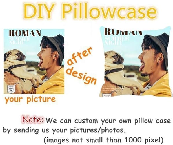 Shop&Three Custom Design Photos or Text Outdoor/Indoor Throw Pillowcase, Personalized Pet Photo Pillow, Love Photo Throw Pillowcases, Wedding Keepsake Throw Pillow Covers 18" x 18" thumbnail 3
