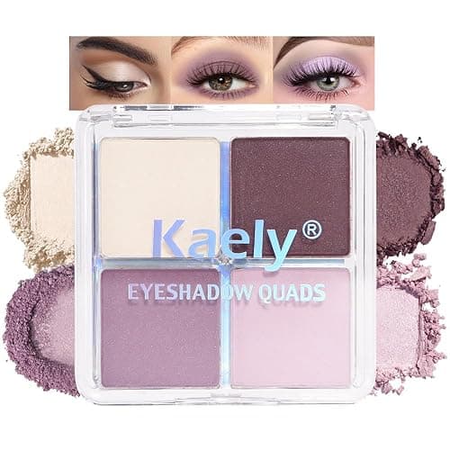 Kaely Powder Eyeshadow Quad, Light Violet Shimmer Eyeshadow Palette Makeup, Neutral Eye Shadow Palette for Older Women Pigmented Waterproof, sombras para ojos, Blendable, Cruelty-free, 02 - 0.2 Ounce (Pack of 1) - 02 Light Violet