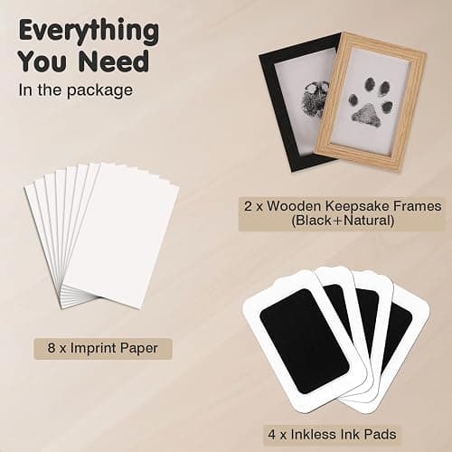 catose Inkless Paw Print Kit for Dogs,Cats & Babies - Clean Touch Dog Nose & Baby Handprint Kit,Mess Free Dog Paw Print Kit,4-Pcs Ink Pads & 2 Wooden Frames - Keepsake Gifts for Pet Lovers,New Moms thumbnail 5