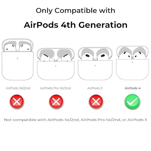 Mouzor for AirPods 4 Case, Cute Black Whisker Cat AirPods 4th Generation (2024) Case Funny 3D Cartoon Animal Shockproof Soft Silicone Charging Cases Cover with Carabiner for Kids Girls Women thumbnail 2