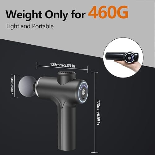 Fnggd Massage Gun, Quiet Operation Massager, Massager with 4 Heads, 460g Mini Massage Gun with 6 Speeds - Black thumbnail 2