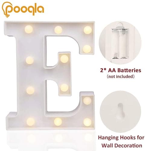 Pooqla LED Marquee Letter Lights Sign, Light Up Alphabet Letter for Home Party Wedding Decoration E | Alphabet Letter, Light Up Sign, for Home Party Wedding Decoration thumbnail 3