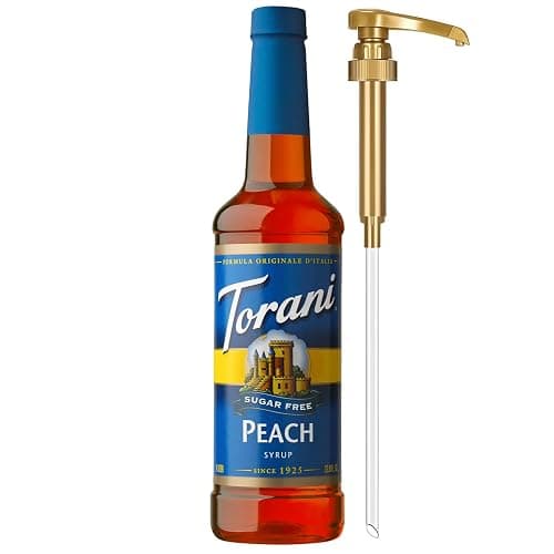 Torani Sugar Free Peach Syrup for Drinks, Zero-Calorie Flavoring for Iced Tea, Lemonade, and Sodas, Pump Included, 25.4 Oz - Image 1