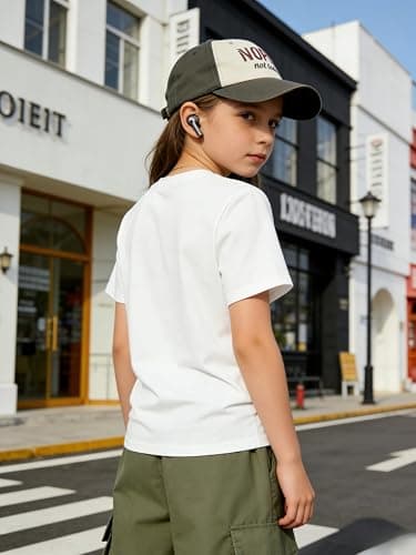 Voxikidio Girls Clothes Little Girl Outfits Letter Print Short Sleeve Tops & Cargo Pants 2PCS Girls Clothing 7-16 Years thumbnail 5