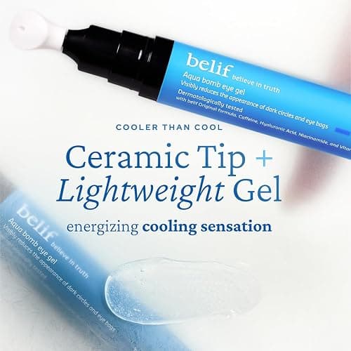 belif Aqua Bomb Cooling Eye Gel - Caffeine & Hyaluronic Acid for Puffiness & Hydration, Niacinamide & Vitamin C for Dark Circles, Adenosine & Collagen for Plumping & Firming, Korean Skin Care thumbnail 7