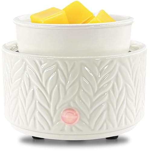 EQUSUPRO Wax Melt Warmer for Scented Wax Melts 3-in-1 Electric Ceramic Candle Wax Warmer Burner Fragrance Wax Melter for Home Office Bedroom Gift & Decor (Leaf) - Image 1