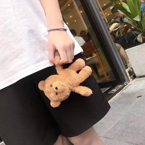 SGVAHY Furry Case for AirPods 4 Funny Cute 3D Cartoon Plush Design Soft Warm Fluffy AirPod Cover with Keychain Kawaii Anti-Fall Protective Case Women Girls（Bear Khaki） thumbnail 6