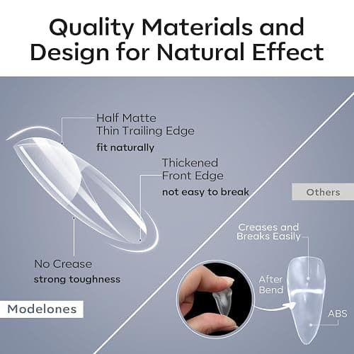 Modelones Medium & Short & Extra Short Almond Nail Tips - Multi-type 3 Styles Set Gel Tips Half Matte Full Cover Clear Acrylic Gel Kit Fake Nails for Extension DIY Salon 450Pcs 15Sizes thumbnail 2
