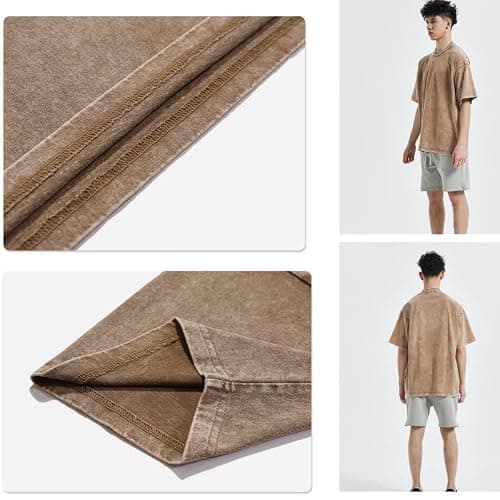 T-Shirts Pack:Unisex Cotton Crew T Shirts Bulk Short Sleeve Heavyweight Vintage Tees Mix Colors Clothes Basic Tops thumbnail 4