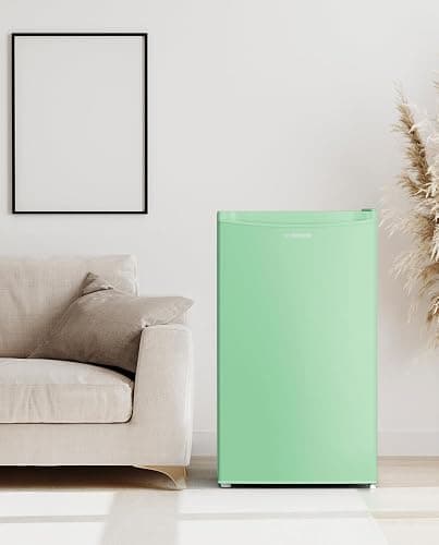 Upstreman 3.2 Cu.Ft Mini Fridge with Freezer, Single Door Mini Fridge, Dorm Fridge, Adjustable Thermostat, Mini Refrigerator for Bedroom, Office, Dorm, Green-BR321 thumbnail 2
