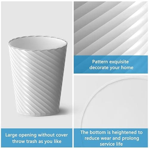 Bathroom Trash Can, 3 Pack 1.8 Gallons Small Trash Can with Trash Bags, Bathroom Garbage Can, Plastic Trash Bin, Round Waste Basket for Living Room, Bedroom, Office, Kitchen, Compact Space (White) thumbnail 4
