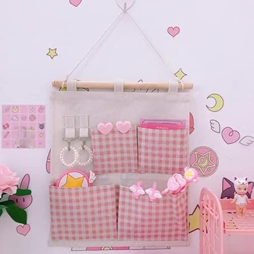 MBVBN Kawaii Stuff for Room Kawaii Organizer Kawaii Pink Room Decor Kawaii Wall Decor Kawaii Room Decor Pastel Kawaii Accessories for Room (Small,Pink) - Image 1