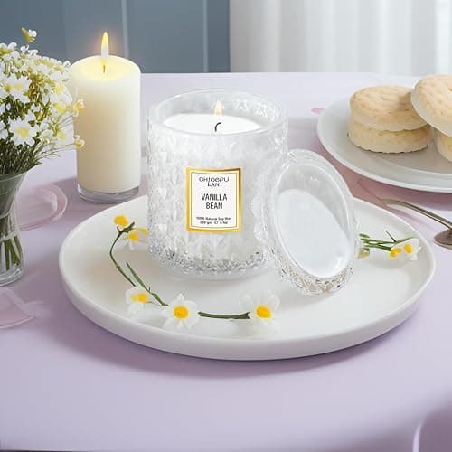 Chloefu LAN Vanilla Bean Highly Fragranced Candle Gifts for Women, Mothers Day Gift, Natural Wax Candle for Home Scented, Up to 55 Hour Burn time - 230g Premium Soy Wax thumbnail 4