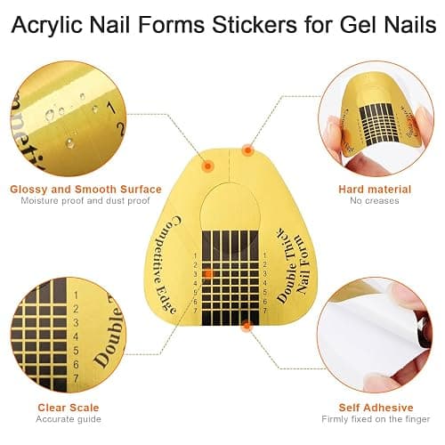 200 PCS Nail Forms for Builder Gel, AHIER Self-adhesive Nail Extension Forms for DIY at Home Professional Nails Art Supplies thumbnail 2